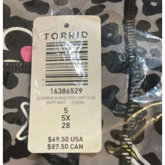 Disney +5 Gray Minnie Mouse Animal Print Graphic Stretch Waist Pocket Crop Pants - Picture 6 of 6